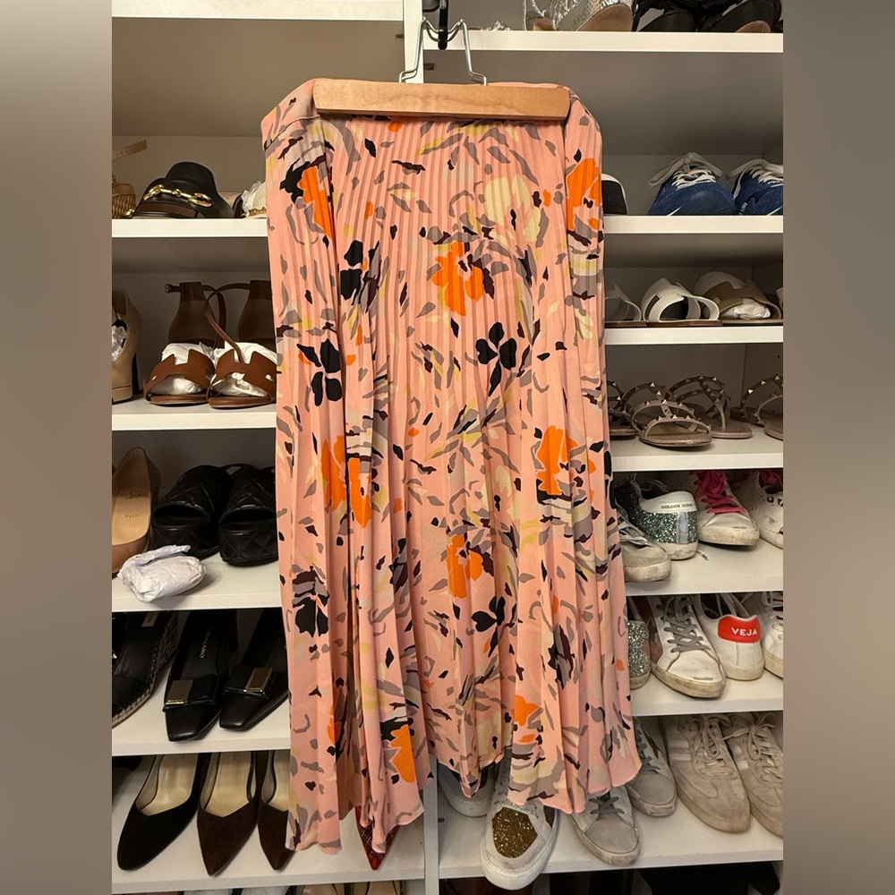 Reiss Pink Floral Midi Skirt